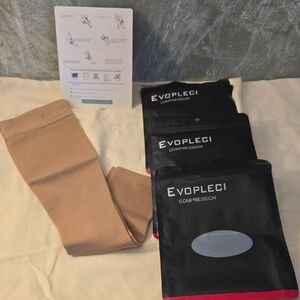 3 Open Toe Compression Socks Beige, Enhance Circulation Small New